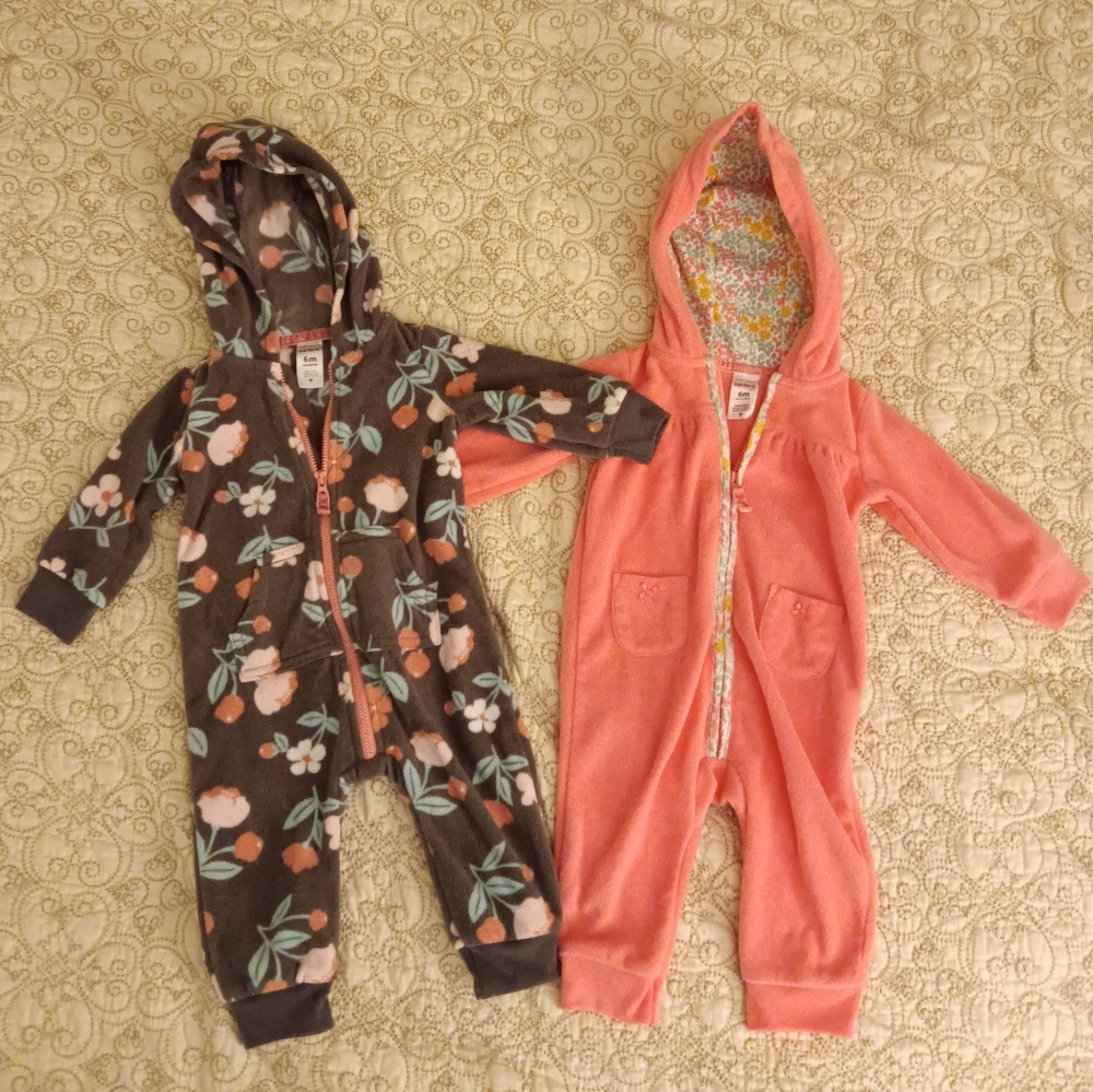 Carter's Girls warm hooded rompers